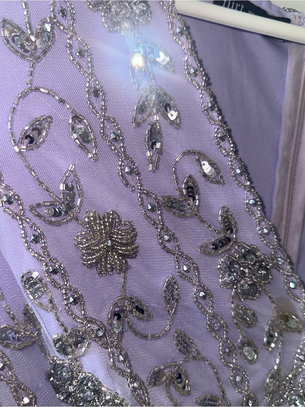Vintage Style Lavender Beaded Evening Dress Size 16 - Picture 4 of 8